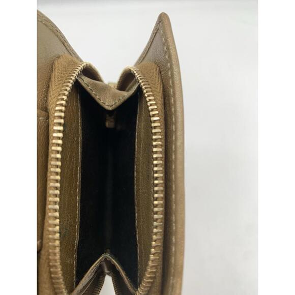 GUCCI Brown Gold Coated Canvas Leather Bifold D Ring Wallet Coin Purse - Picture 7 of 9